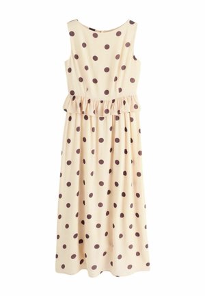 Laura Ashley, REGULAR FIT - 2 IN 1 PEPLUM POLKA DOT MIDI DRESS . - Day dress - brown yellow