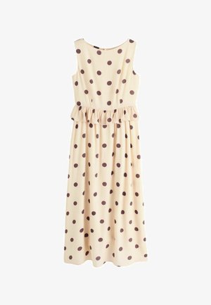 Laura Ashley, REGULAR FIT - 2 IN 1 PEPLUM POLKA DOT MIDI DRESS . - Day dress - brown yellow
