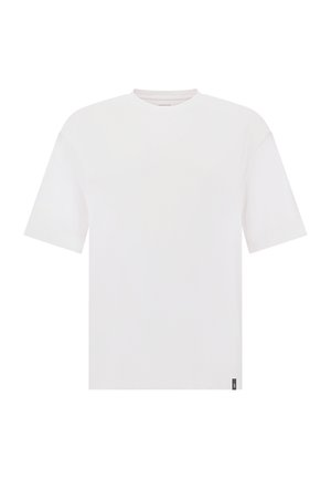 T-shirt bianco a maniche corte con scollo rotondo. Realizzato in tessuto morbido, presenta un piccolo etichetta logo sul lato sinistro in basso.