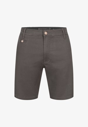 Szürke pamut sort gombos zárással és elülső zsebbel. Simaságával és igényes szabásával emelkedik ki.