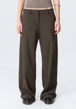 WIDE SUITING - Hlače - dark brown melange