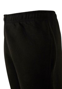 Schwarze Sweatpants mit elastischem Bund, aus weichem Baumwollmaterial, mit geradem Schnitt und minimalen Nähdetails.