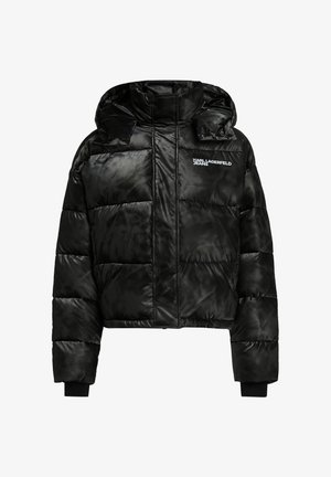 Karl Lagerfeld Jeans, KLJ CROPPED SHINY PUFFER - Μπουφάν από συνθετικό δέρμα - black