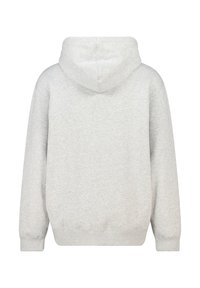 Sudadera gris claro con una capucha amplia, mangas largas y puños de canalé. Fabricada con una suave mezcla de algodón, presenta un diseño sencillo.