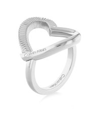 Silberring mit einem eleganten, modernen Design und einer strukturierten Akzentuierung. Der Ring ist poliert und mit dem Calvin Klein-Logo graviert.