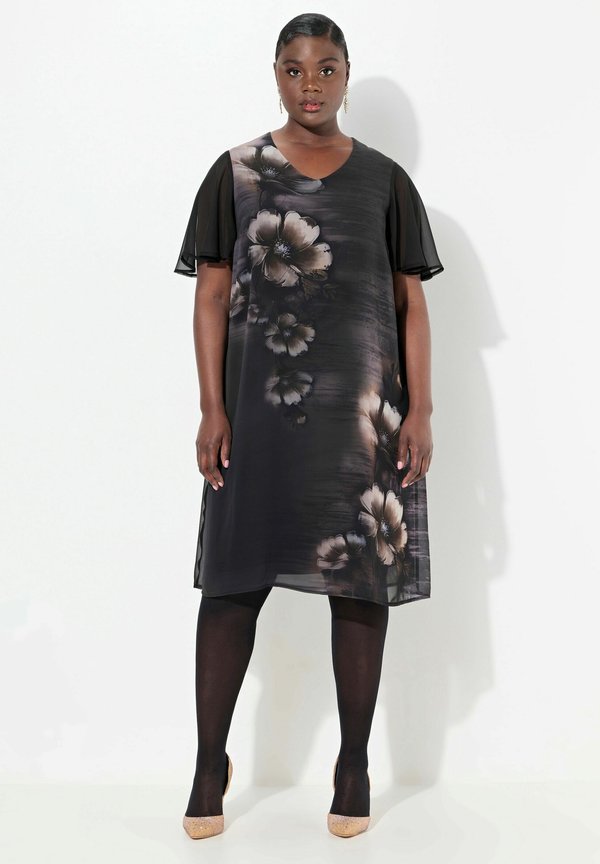 BLÜTEN A-LINIE V-AUSSCHNITT CUP-HALBARM - Freizeitkleid