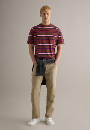PIOMBO STRIPED PURE WITH RELAXED FIT - Camiseta estampada - blue brown