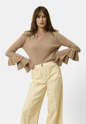 Just Cashmere WITH RUFFLES SLEEVES - Maglione - mottled camel