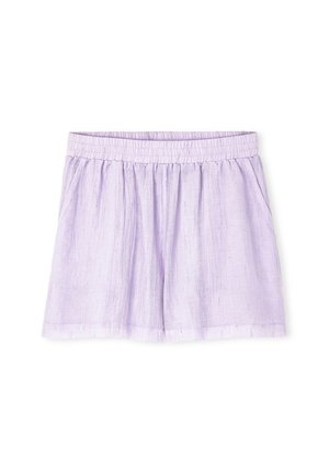 Helle lila Shorts aus strukturiertem Stoff, mit elastischem Bund und lockerer Passform, die durch subtile Details ergänzt werden.
