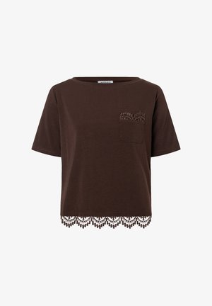 More & More, MORE & MORE FEMININES KURZARMSHIRT, SPITZENBORDÜRE - Print T-shirt - brown