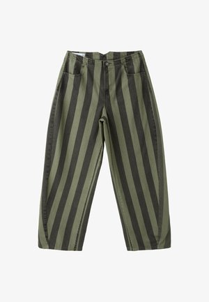 Stradivarius, BARREL-FIT JEANS WITH BACK ADJUSTER - Jean baggy - mottled dark green