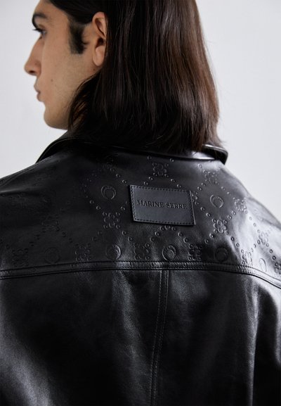 MARINE SERRE MOONOGRAM EMBOSSED BOXY JACKET - Odinis švarkas - black