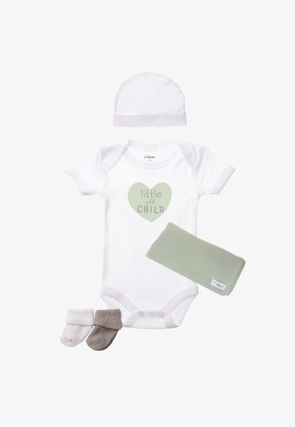 SET LITTLE WILD  - Geschenk zur Geburt - weiss grün