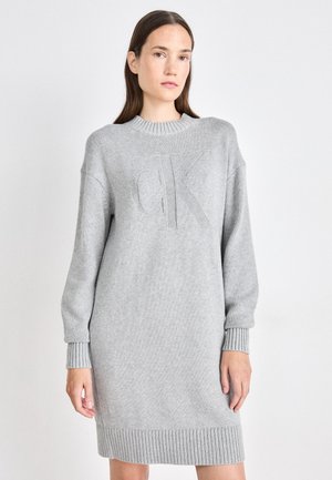 Calvin Klein Jeans INTARSIA LOOSE DRESS - Abito in maglia - grey heather