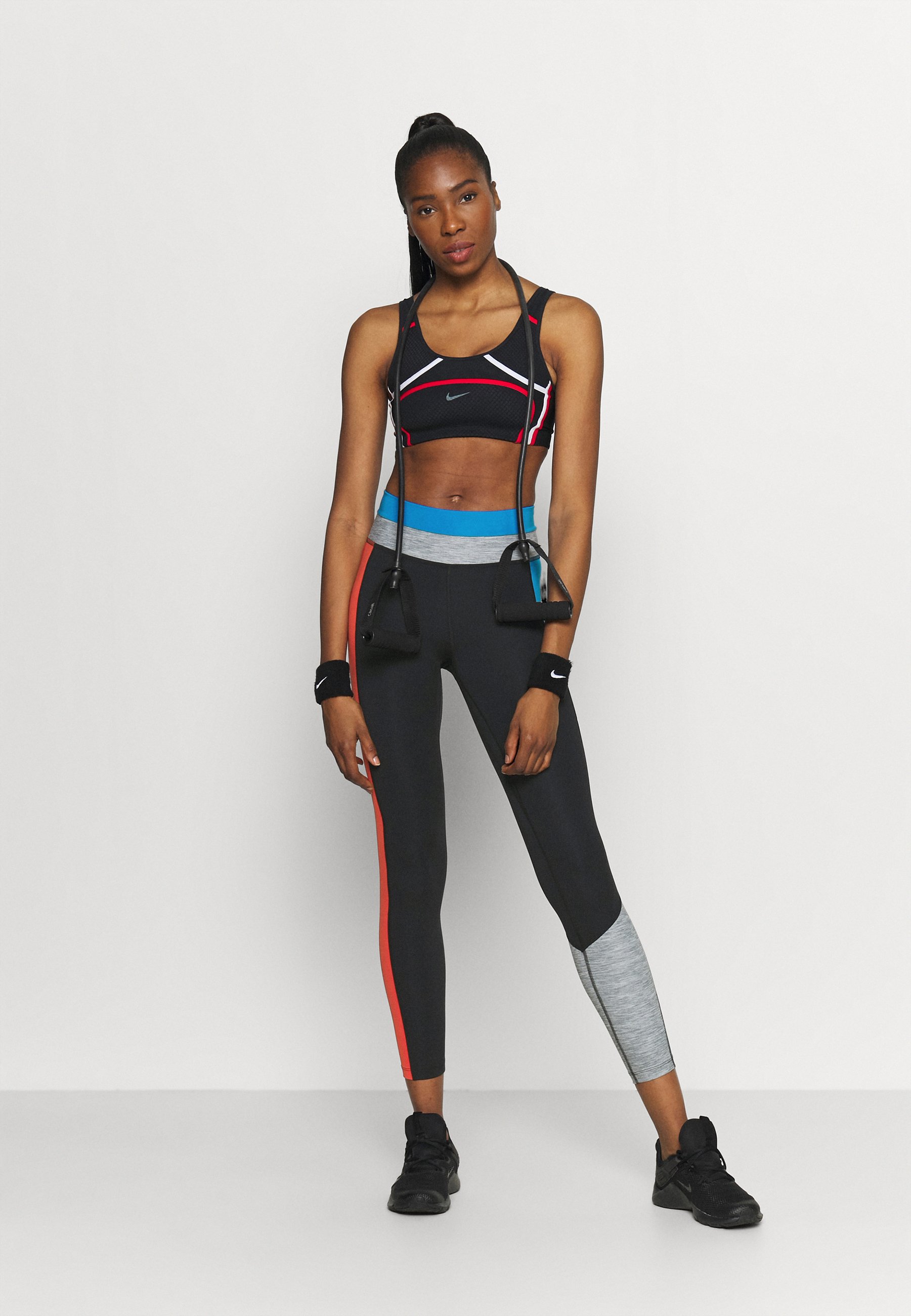 Nike Performance ONE 7/8 - Leggings - black/light photo blue/chile  red/black/black - Zalando.co.uk