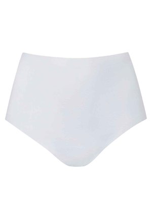 White high-waist underwear with a smooth texture, seamless design, and full coverage. Made from soft, stretchable fabric.