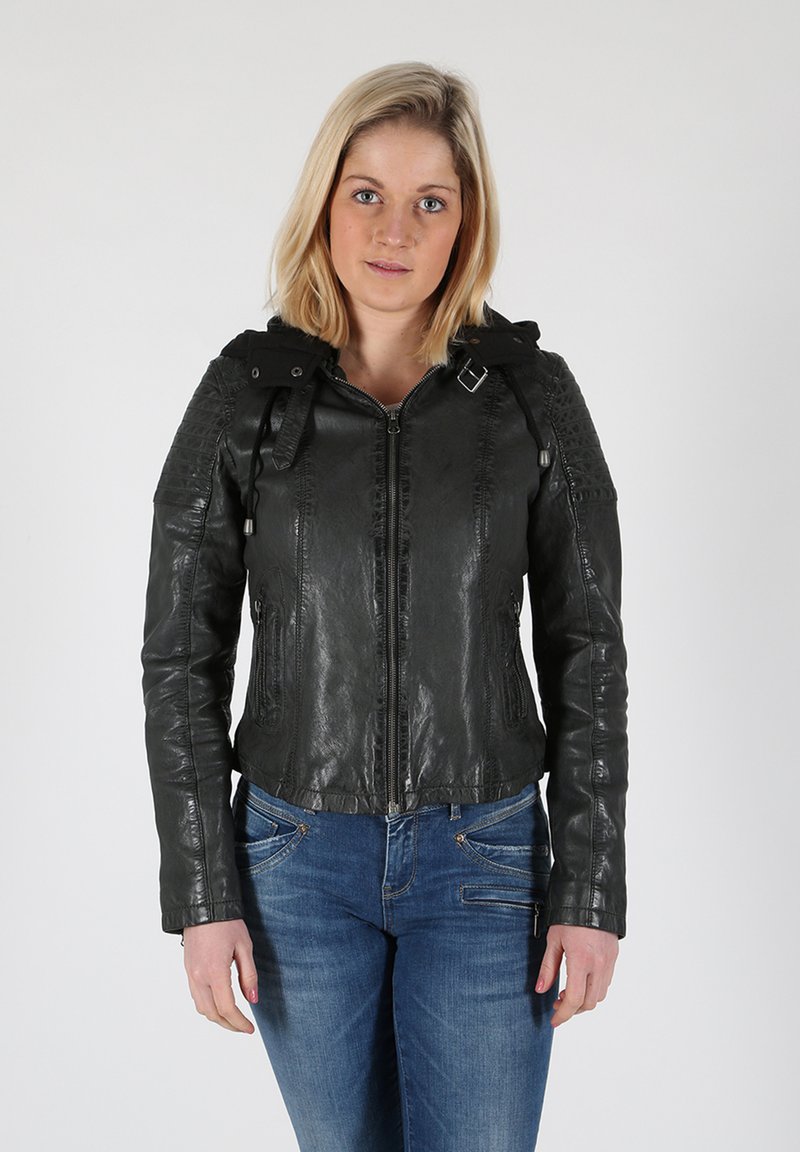 Damen Leichte Jacken | Miracle of Denim Lederjacke anthrazit - RK95428 Damen Leichte Jacken | Miracle of Denim Lederjacke anthrazit - RK95428