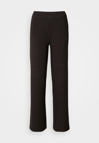 PANTS PINSTRIPE WIDE LEG - Housut - black