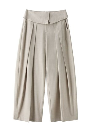 Stradivarius, WIDE-LEG TROUSERS WITH TURNED-UP WAISTBAND - Stoffhose - mottled beige