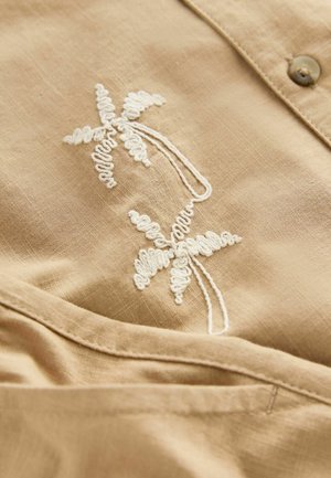 Next SHORT SLEEVES REVERE COLLAR TEXTURE SET - Shorts - tan brown texture palm