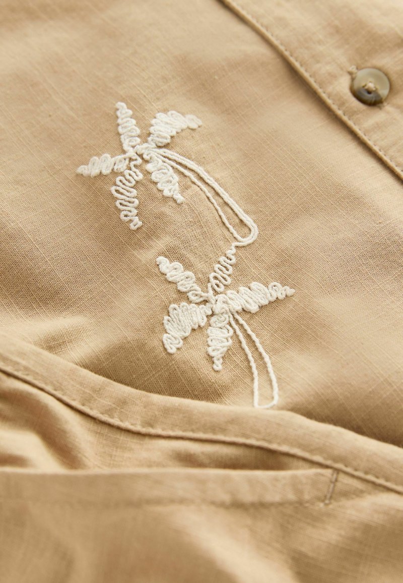 Next SHORT SLEEVES REVERE COLLAR TEXTURE SET - Short - tan brown ...