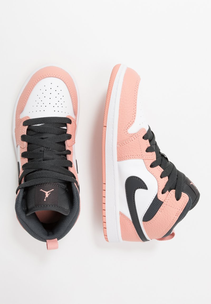 Jordan 1 MID - Basketball shoes - pink quartz/dark smoke grey/white