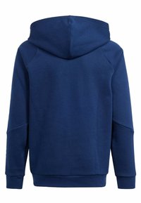 Dunkelblauer Hoodie aus strukturiertem Stoff, mit verstellbarem Kapuzenzug, langen Ärmeln sowie gerippten Bündchen und Saum, der für Komfort und Passform entworfen wurde.