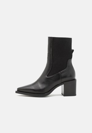 LEATHER - Cowboy/biker ankle boot - black