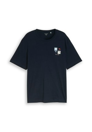 Navy blue short-sleeve T-shirt with small abstract umbrellas and "Browser Days" text on the upper left chest.