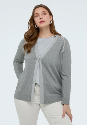 CON APPLICAZIONI CRYSTAL - Cardigan - grigio