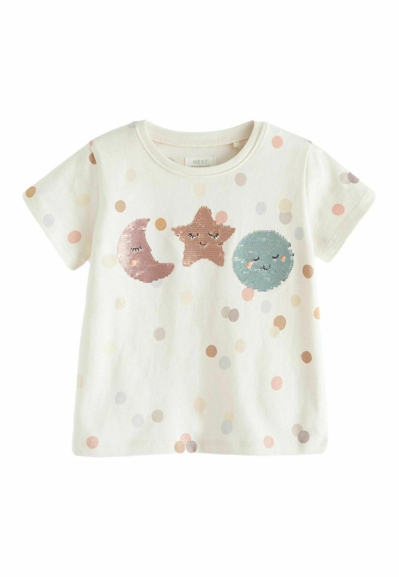 Next SHORT SLEEVE SEQUIN REGULAR FIT - T-shirts print - cream moon and stars