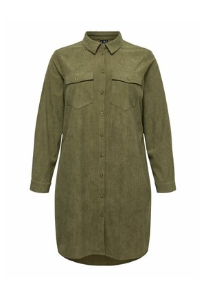 Vero Moda Curve, SHIRT DRESS VMCVILJA SHORT DRESS - Skjortekjole - olive night