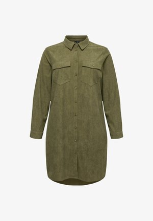 Vero Moda Curve, SHIRT DRESS VMCVILJA SHORT DRESS - Skjortekjole - olive night