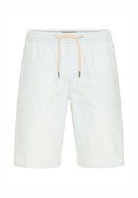 Svetlo modre kratke hlače iz mehke tkanine, z elastičnim pasom z vrvico, stranskimi žepi in enostavnim dizajnom.