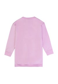 Langärmliger Pullover in hellrosa. Hergestellt aus weichem Stoff mit rundem Ausschnitt, lockerer Passform und gerippten Bündchen und Saum. Keine sichtbaren Designdetails.
