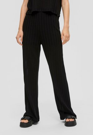 REGULAR SEMITRANSPARENTE MIT STRUKTURMUSTER - Pantalon classique - schwarz