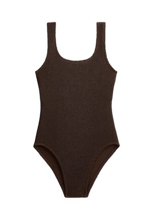 OYSHO, CRINKLE ROUND NECK SWIMSUIT - Costume da bagno - mottled light brown