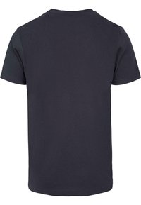 Mørkeblå kortærmet t-shirt lavet af bomuld med en blød tekstur. Har en klassisk rund halsudskæring og et enkelt, udekoreret design.