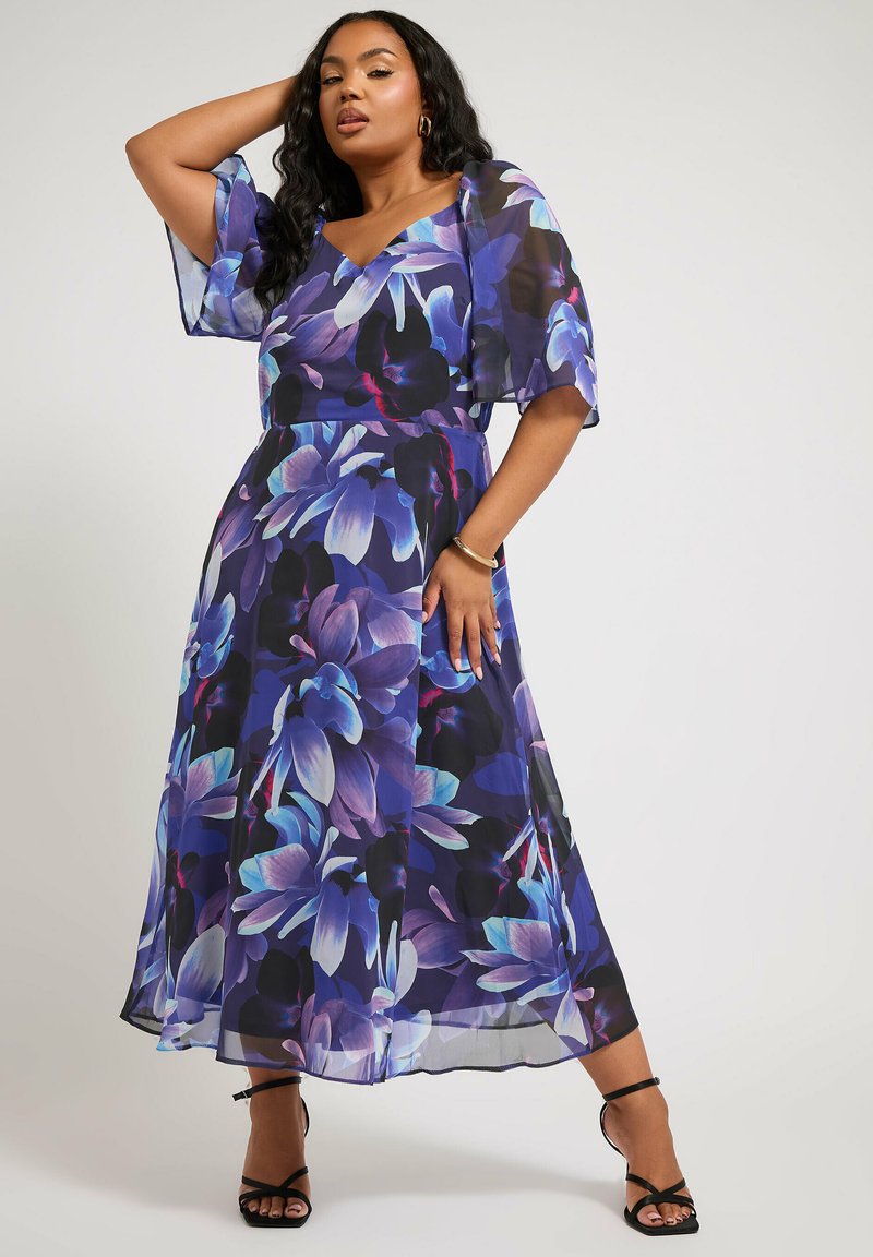 Yours Clothing FLORAL - Maksimekko - navy