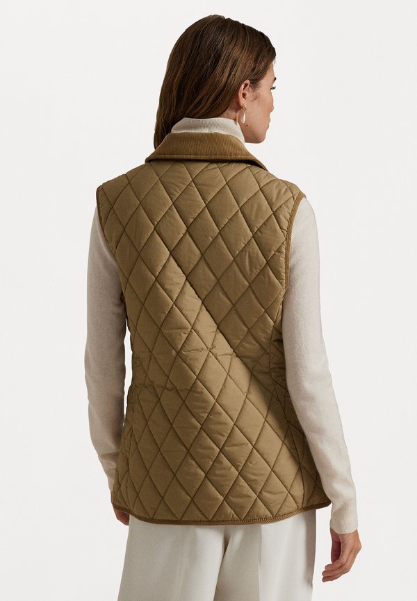 CORDUROY TRIM QUILTED VEST - Waistcoat - desert khaki4