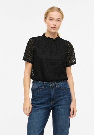 MIT KURZEN ARMELN VIMOKA STEHKRAGEN - Bluse - black