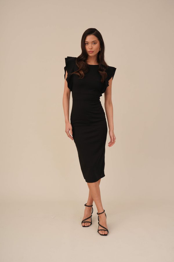 DIANA RUFFLE SLEEVE MIDI DRESS - Cocktail dress / Party dress
