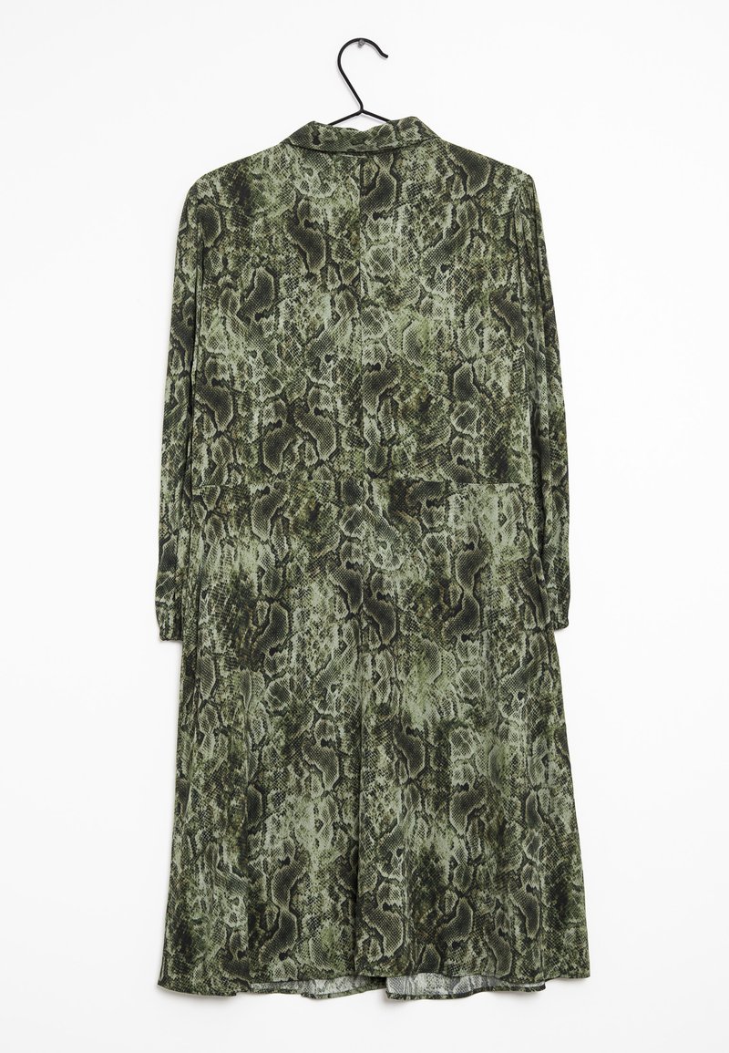 green snake print shirt dress Hadara snake-print cotton-blend poplin midi shirt dress - multicolor