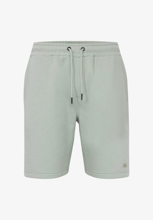 Hellgrüne Baumwollmischung-Shorts mit elastischem Bund, verstellbarem Kordelzug, Seitentaschen und kleinem Logodetail am Saum.