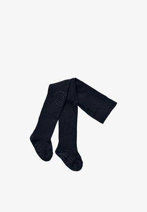 Colanți negri până la genunchi, cu puncte antiderapante pe tălpi și în jurul genunchilor pentru siguranță și susținere suplimentară.