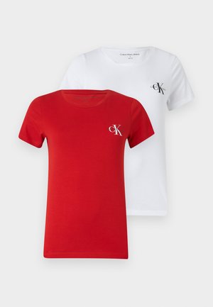 Calvin Klein Jeans MONOLOGO SLIM TEE 2 PACK - Basic T-shirt - deep magma / brilliant white