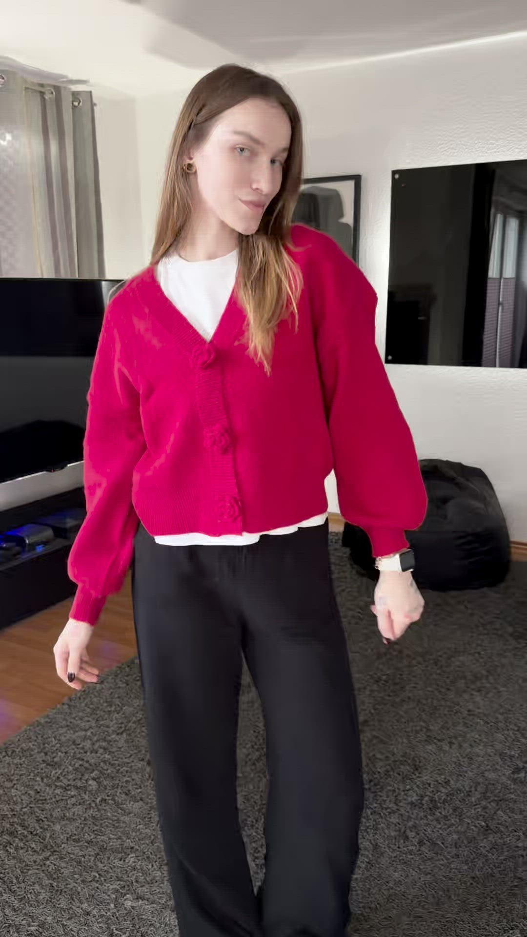 Vero Moda VMCARRIE ROSE CARDIGAN - Strickjacke - ribbon red/rot