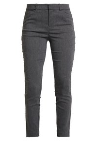 Grå skräddarsydda byxor i ett texturerat tyg, med platt framstycke, sidofickor och en slim fit-design.