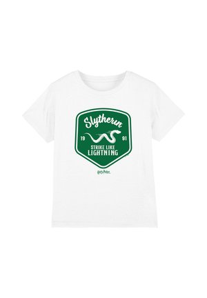 Harry Potter, HARRY POTTER SLYTHERIN STRIKE LIKE LIGHTNING BADGE UNISEX - Print T-shirt - white