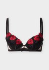 CAGED ROSE PADDED PLUNGE - Soutien-gorge à balconnet - black/red